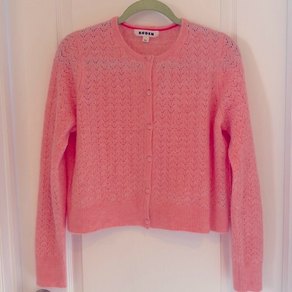 Boden Pointelle Blush Pink Knitted Sweater Size L